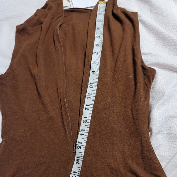 NWT 4 WAY STRETCH SEXY  Sleeveless Back Zip High Neck JUMPSUIT  CATSUIT Brown XL - Picture 8 of 14